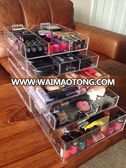 Acrylic Large Beauty Cube 5 Tier Drawers Acrylic Cosmetic organizer Handmade Multi function Makeup Organizer Storage