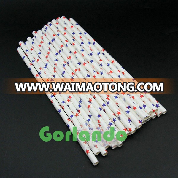 colorful stars food grade striped long paper drinking straw