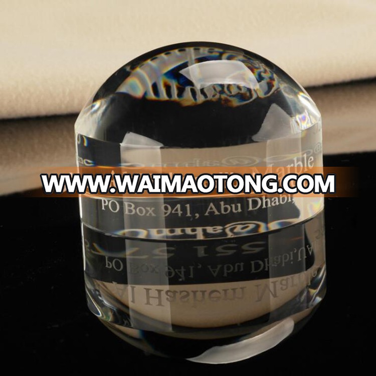 Chinese style crystal 3d laser etched paperweight simple  dome paperweights art 3d crystal gifts