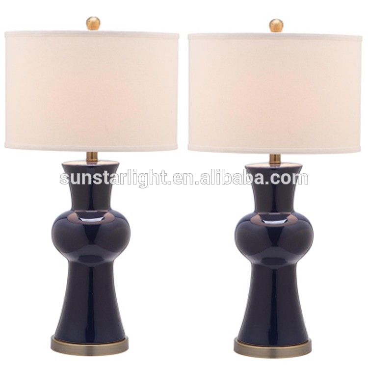 Hot Selling Metal Base Ceramic Body With Fabric Lampshade Modern Desk Lamp Bedroom Living Room Dining Room Table Lamp