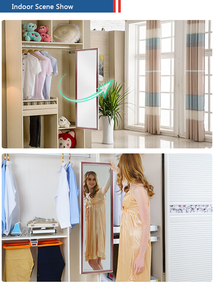 Cheap Simple Style Decorative Portable Aluminum Coated Pull-Out Wardrobe Dressing Mirror