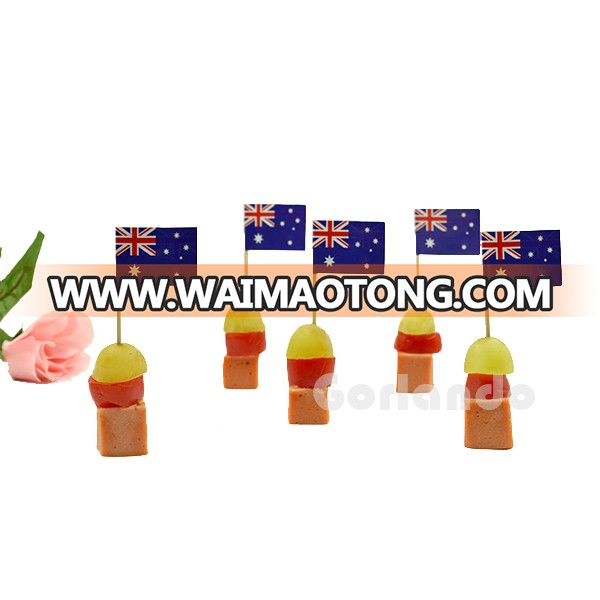 Custom Wood Country Cocktail Toothpicks Flags For Food Decoration