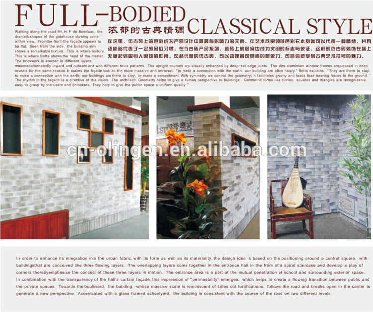 Cement thin bricks for facades decoration