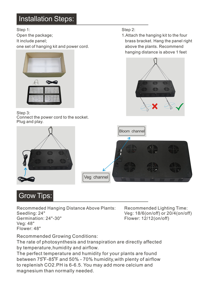 Free shipping, US warehouse inventory 1000W  Dual Switch Veg Bloom LED grow light actual power 395-400W