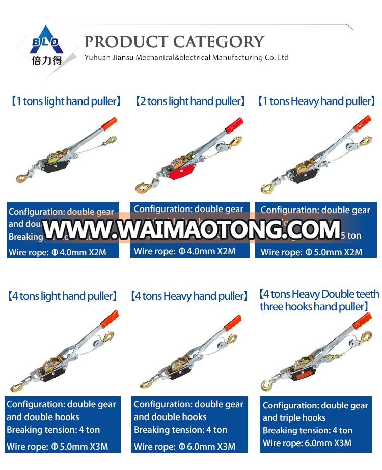 New 2T hand cable puller with double gear double hook
