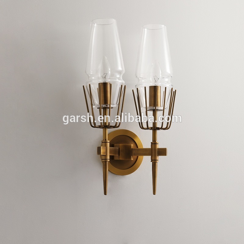 Luxury Designer Lighting Clear Glass Brass Iron Modern Wall Scone Hotel