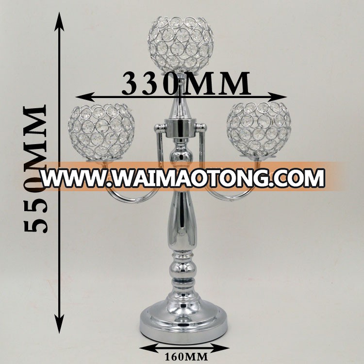 High quality 3 arms glass candelabra weddings for sale cheap price metal candelabra centerpiece