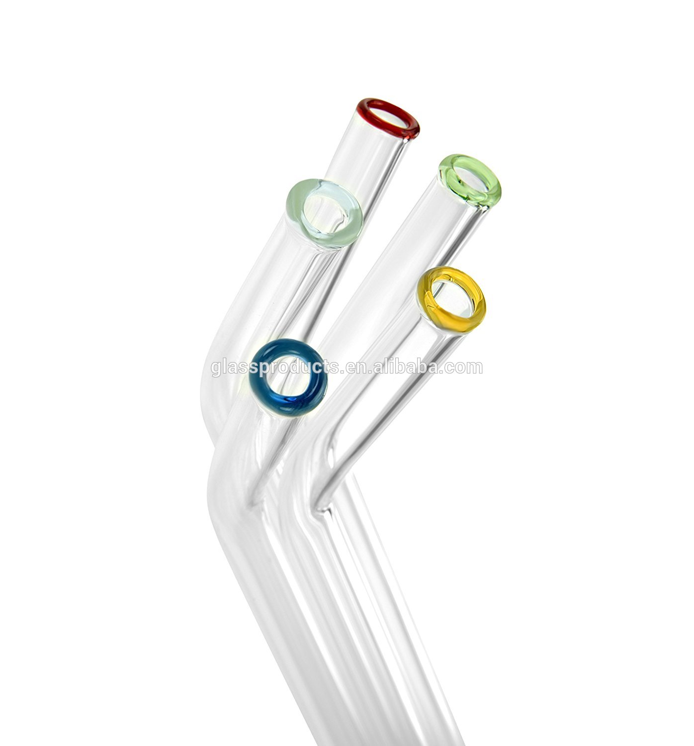 Diameter 10mm Reusable Glass Drinking Straws with Colored Tip