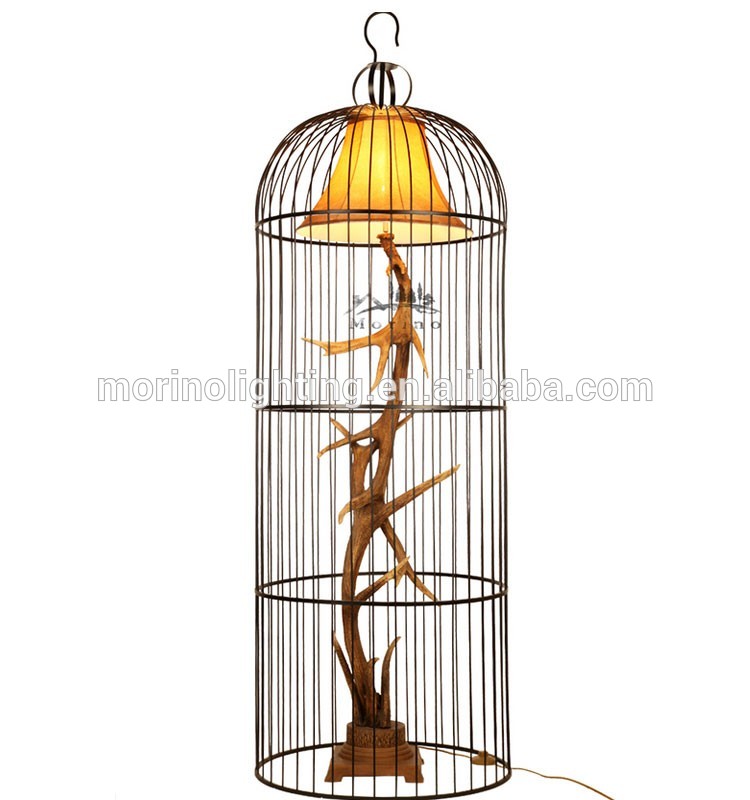 Europe rustic indoor standing living room metal cage floor lamp