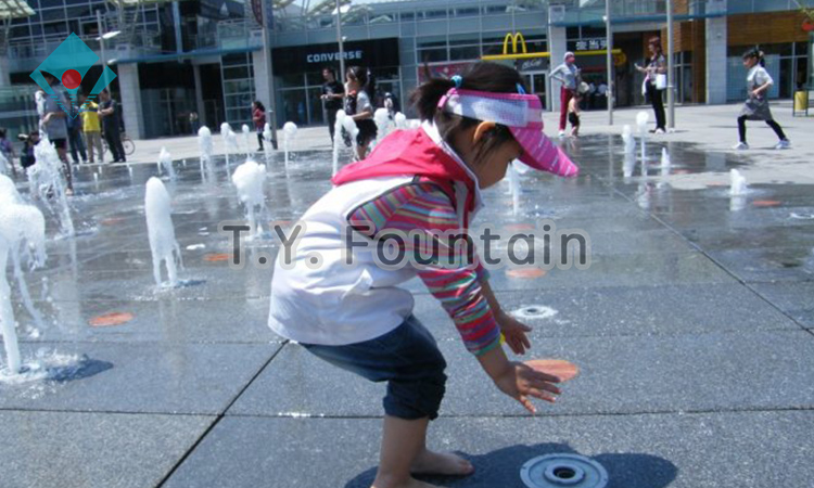 Beautiful Landscape Granite Mounted Dry Floor Fountain with Led Light