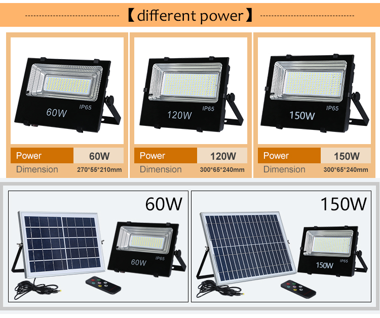 High lumen ip65 remote control outdoor smd 120w led solar flood light