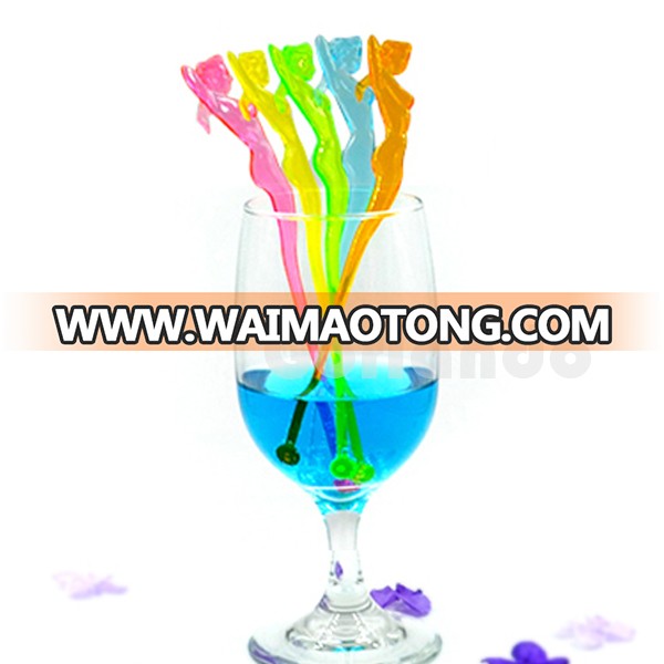 plastic PS disposable lady cocktail drinking swizzle stirrer