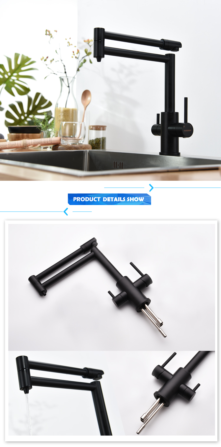 Factory supply black deck mount pot filler faucet for sale