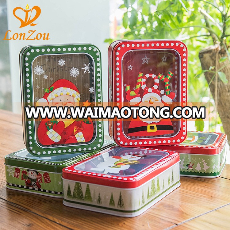 Square window tin box chinese cheap multifunction biscuit tin box with window