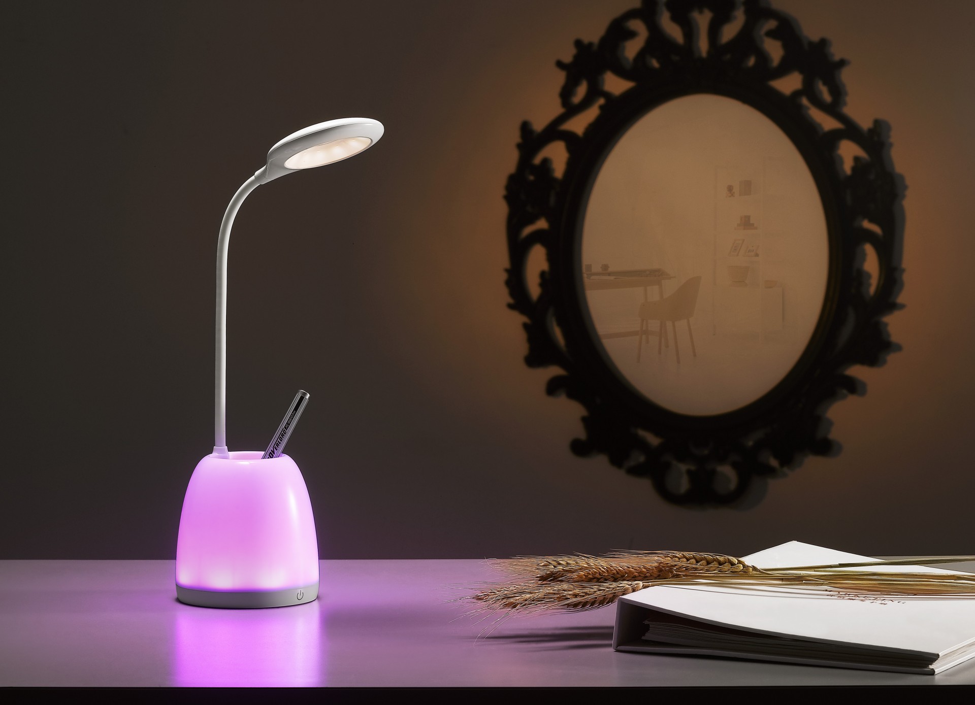 Foldable LED Desk Light Pen Container Bright LED Table Lamp