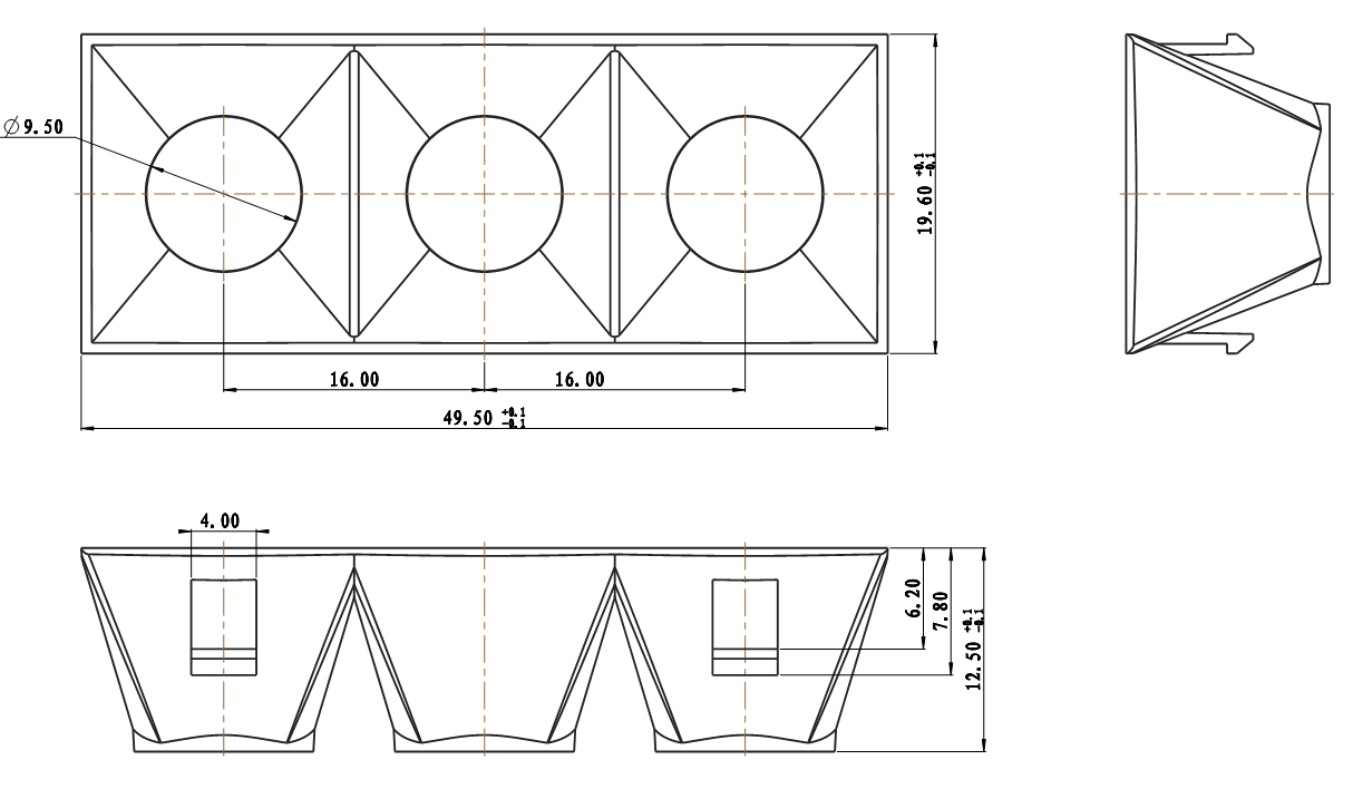 30 degree linear light lens array for COB led 3030 optical lens small size lens