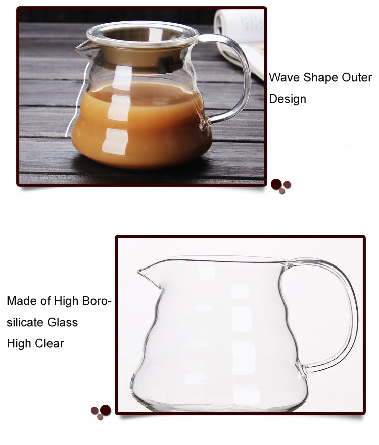 300ml 500ml 700ml 1200ml Heat Resistant Handmade Borosilicate Glass Coffee Pot V60 Coffee Maker