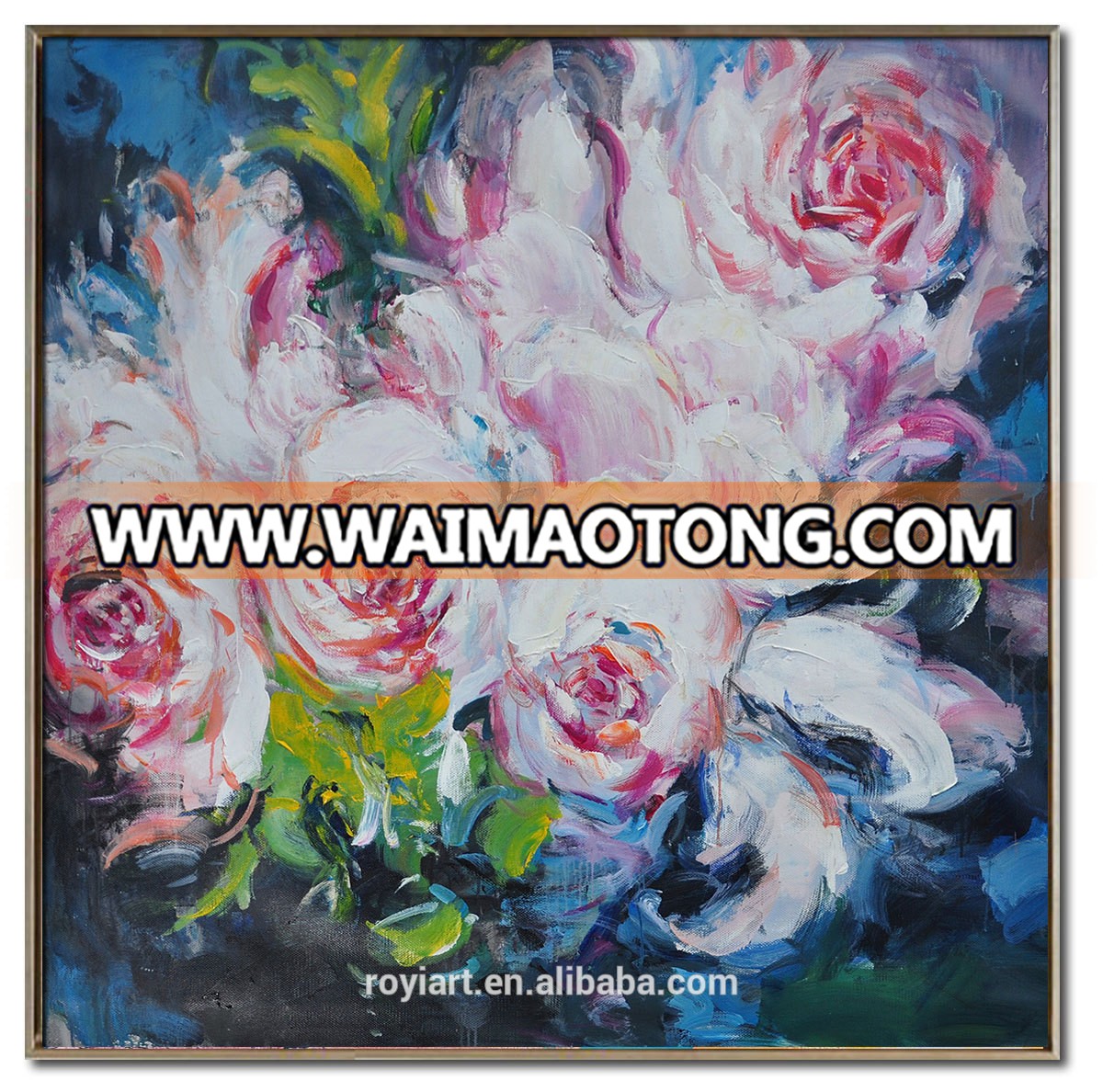 100% Hand Painted Flower Art Gallery Painting on Linen Canvas