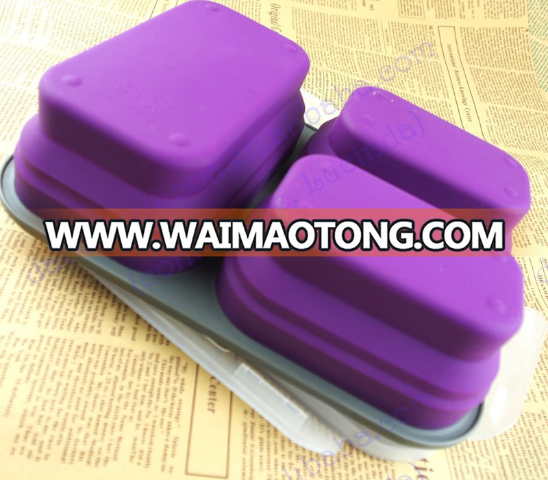 2016 wholesale 2 compartment collapsible silicone lunch box(FDA, LFGB))