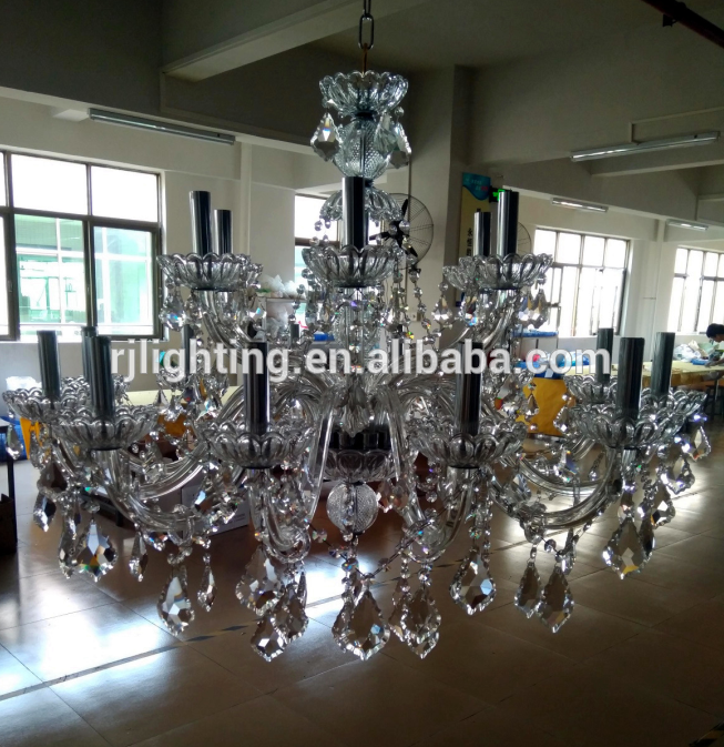 Zhongshan 18 Light k9 Crystal Glass Arm Chandelier wedding Decorations Hotel cristal chandelier Lighting