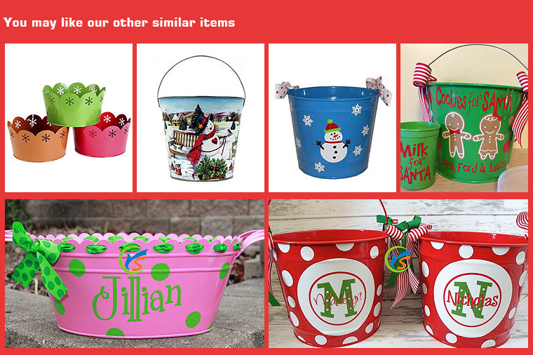 Red Oblong Christmas Buckets with Embossed Snowflakes