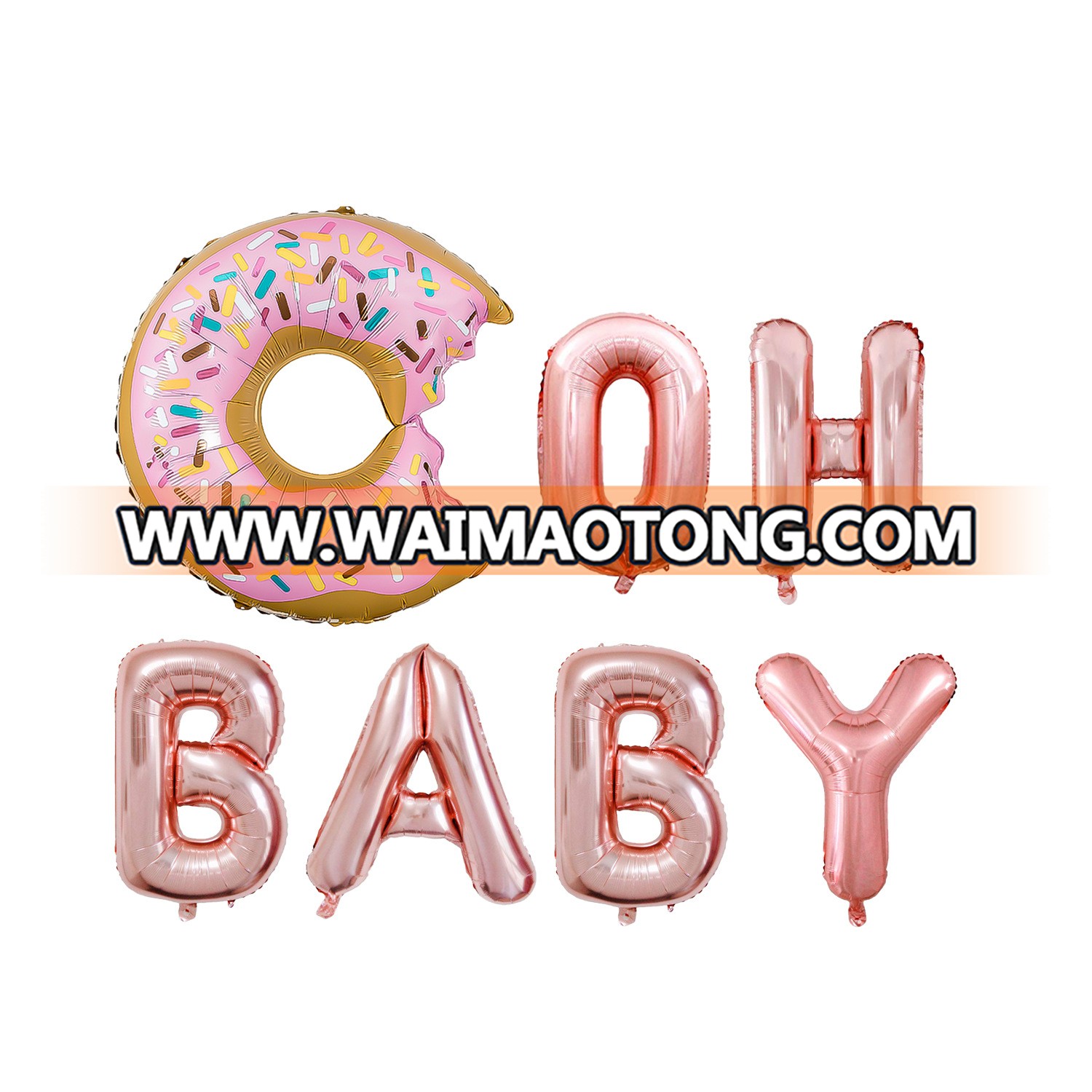 Aluminum Balloon Set for Hawaii's 16-inch Rose Gold Donut Grow Up Birthday Party