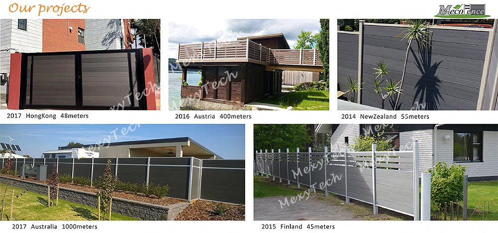 composite wood garden fencing with metal fencing post