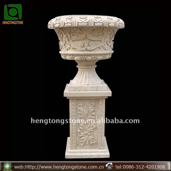 Garden Used Natural Marble Carving Flowerpot