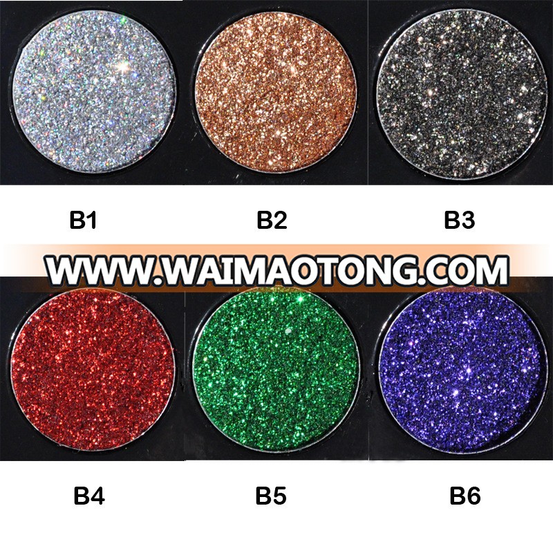 2017 Hot Seller No animal fat pressed metallic shimmer glitter eyeshadow powder palette private label glitter eyeshadow makeup