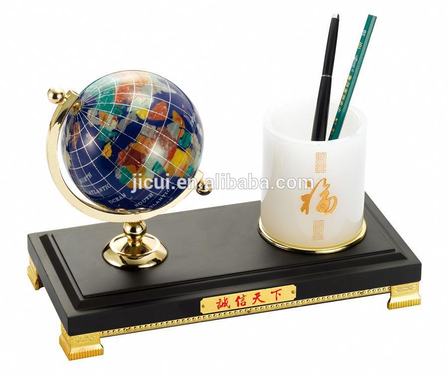 exquisite crystal globe and pen holder office desk decoration gift