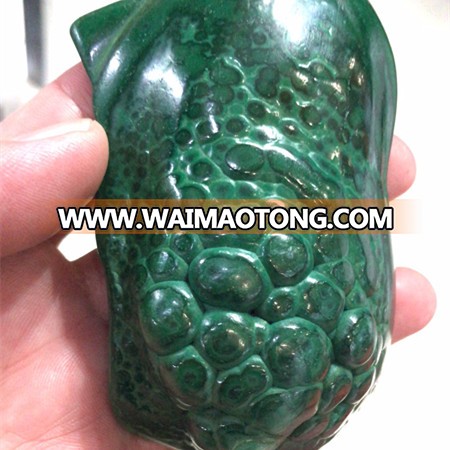 Polished natural green malachite rough slice