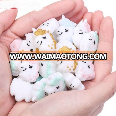 soft baby silicon BPA free food grade penguin elephant unicorn teething beads