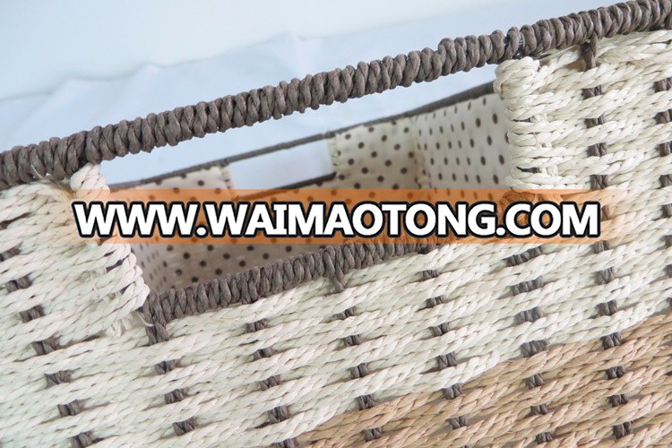 China popular good quality durable plastic metal wire paper rope laundry basket for hotel or home