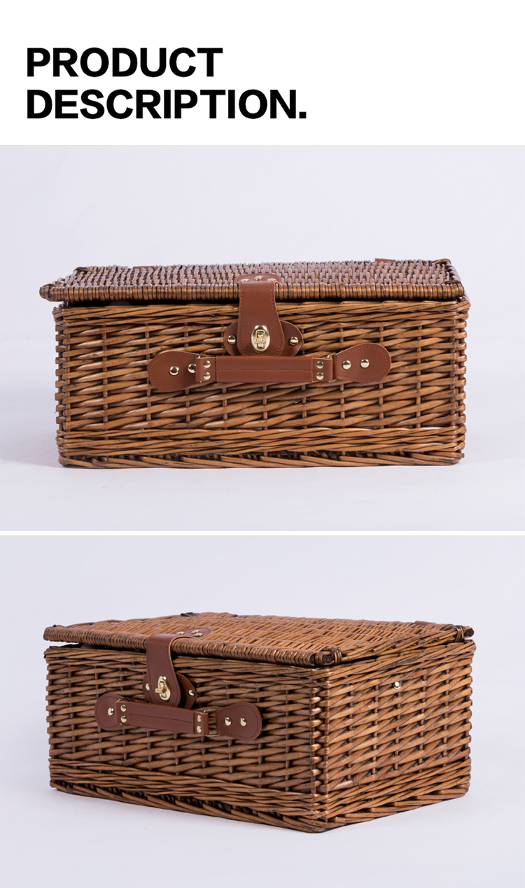 Fabric lining seagrass straw bread organizer suitcase box rattan storage willow easter wicker picnic set basket in bulk for 4