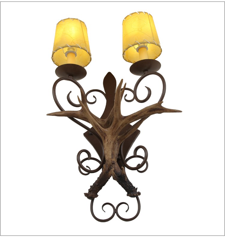 Wholesale vintage resin antlers modern hotel wall lamp with E14 edison bulb wall lamp hotel headboard