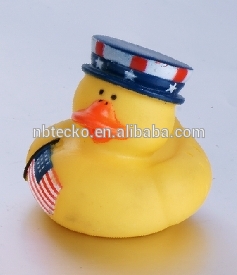 Mini PVC bath duck with hat logo printed tub floating duck for kids