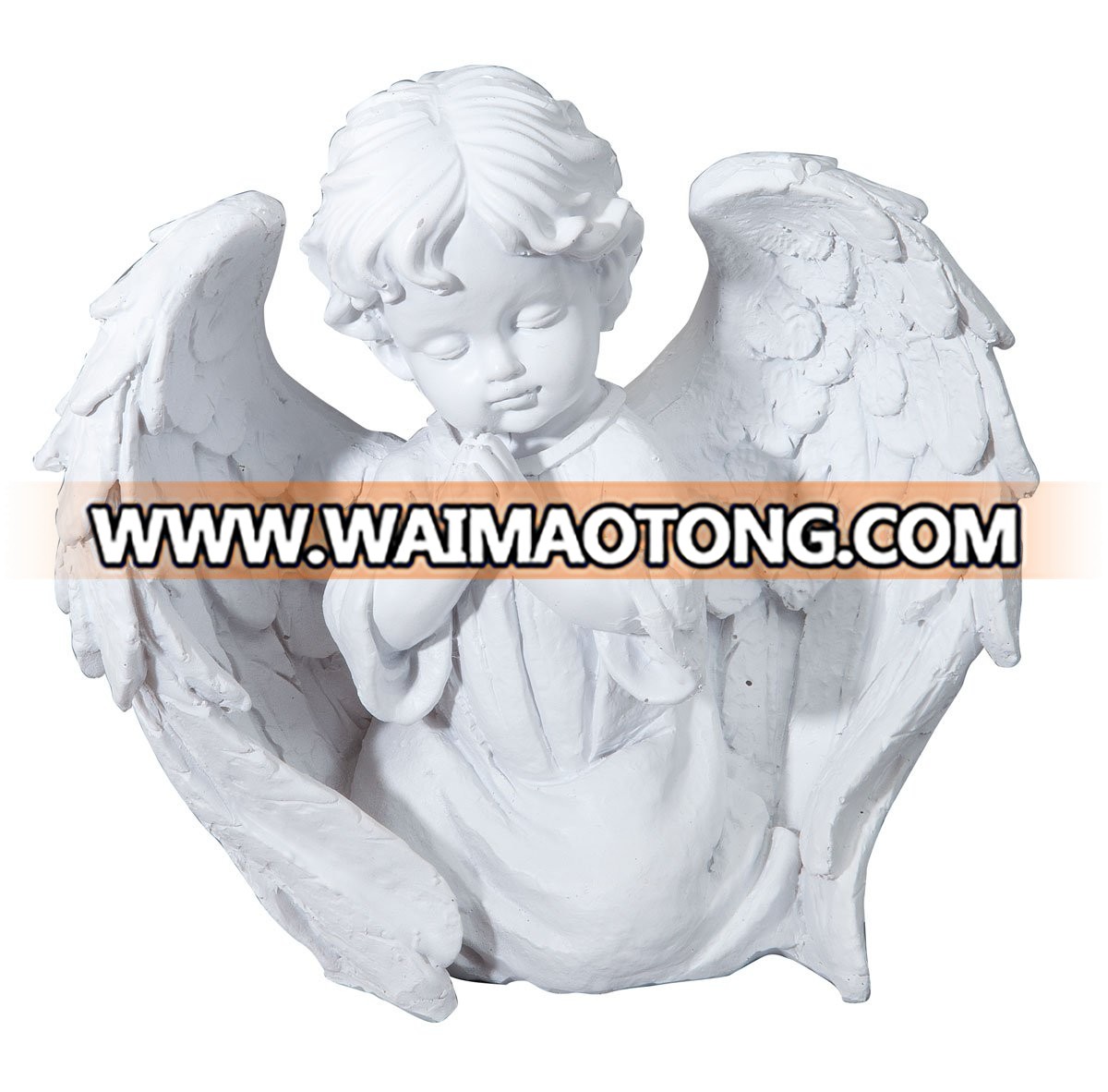 Little Cherub Angel and Robin 6 x 6 inch Resin Stone Garden Statue Figurine