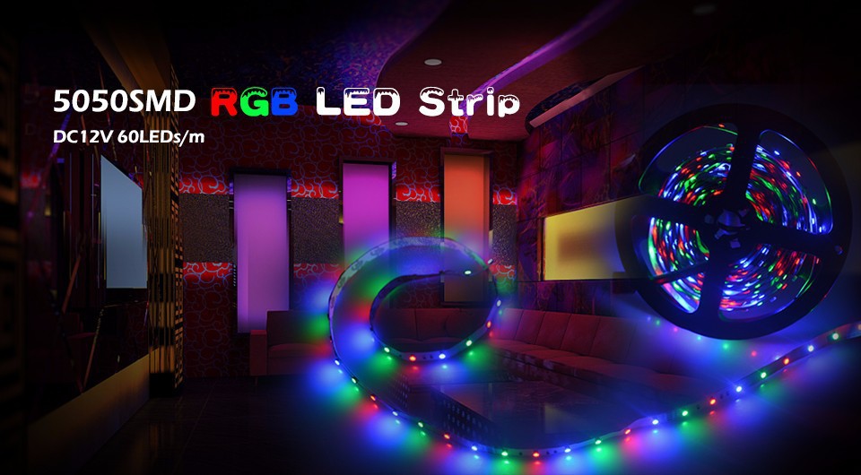 Specialized decoration 5m led RGB strip 60leds/m 12v waterproof single layer pcb colorful 5050 led stage RGB strip light