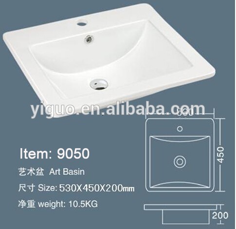 Bathroom Vanity countertop ceramic sink,Feather edge basin, Australia style ceramic sink 9050