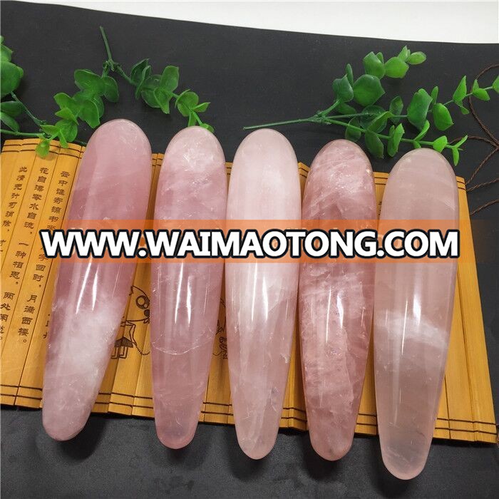 Natural rose quartz crystal dildo sexy crystal massage 7 chakra healing wands for adult