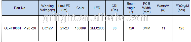 Ultra thin 3mm wide flexible smd2835 strip 120led per meter