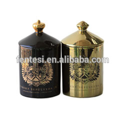 Wholesale custom embossed pattern ceramic jar scented candle with private label gift box