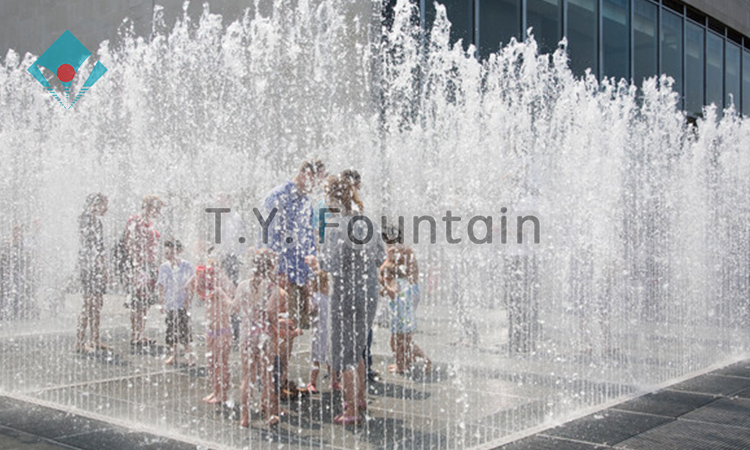 Beautiful Landscape Granite Mounted Dry Floor Fountain with Led Light