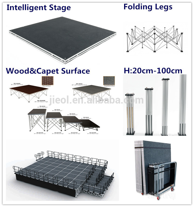 Small size 1x1m, 1.22x1.22m mobile stage platform for show