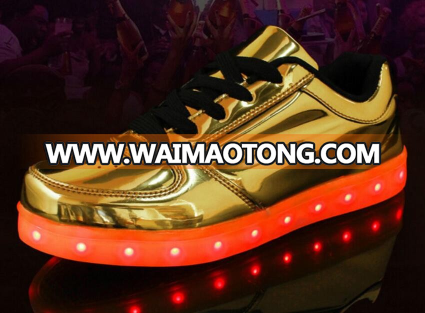 Led light shoes men 2017 fashion colorful adults men shoes casual Gold Silver USB Light Up Shoes For Adults