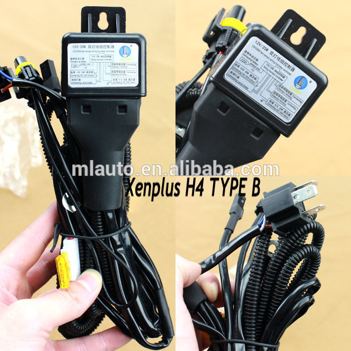 Good quality HID bi xenon H4 Wire harness for 35W and 55W for projector lens