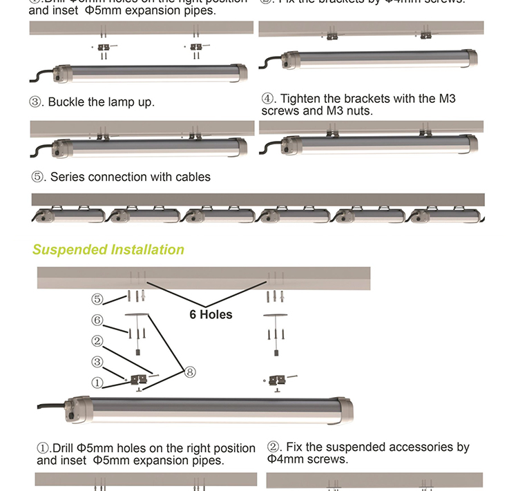 Wholesale YLTP1242 Hanging IP65 Waterproof 4ft Waterproof Batten Light