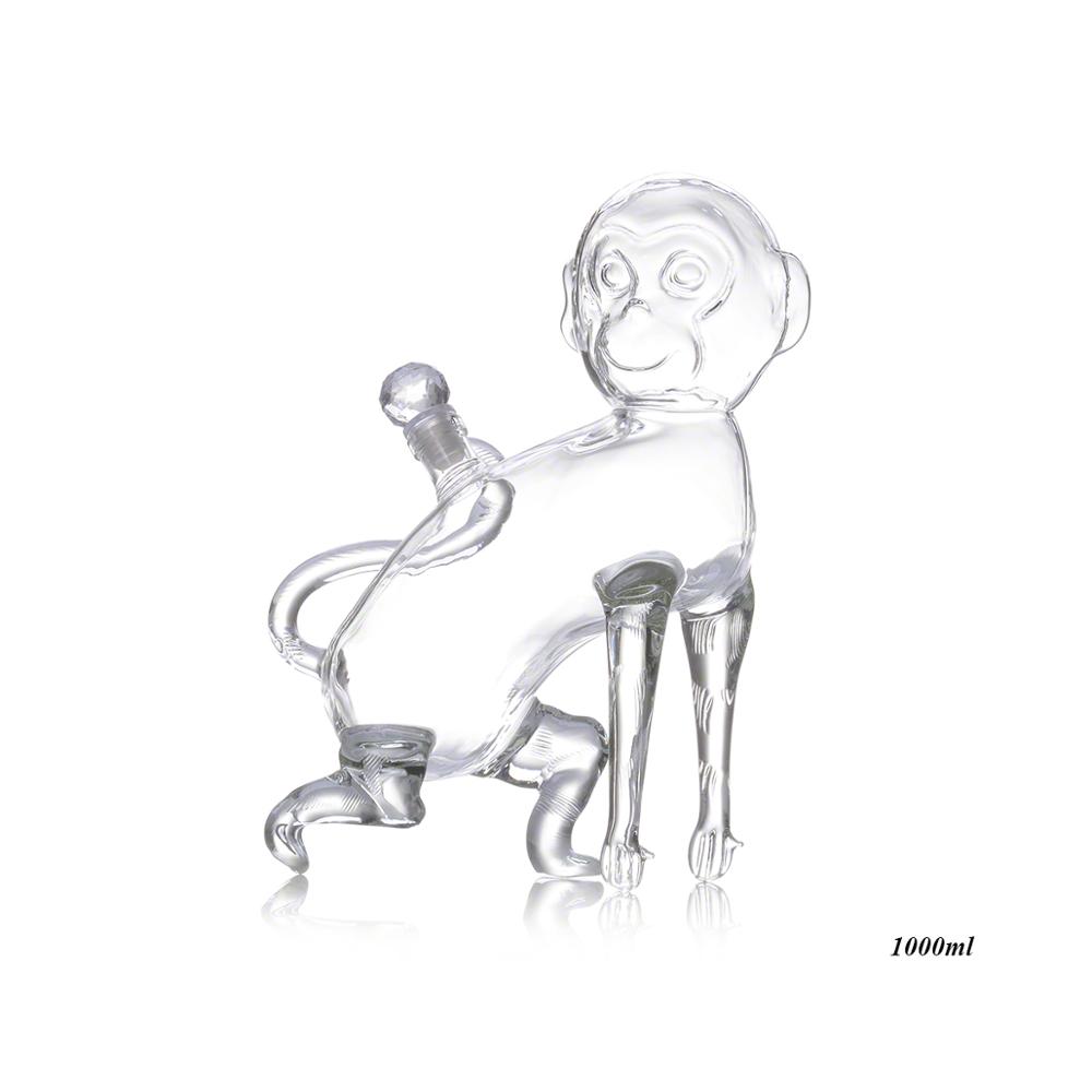 1000ml Animal Shaped Glass Bottle Monkey Shaped Clear Glass Decanter