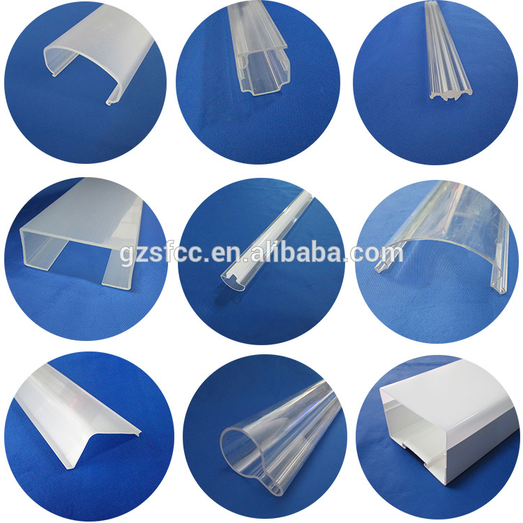 Customized high quality plastic extrusion products pc profiles