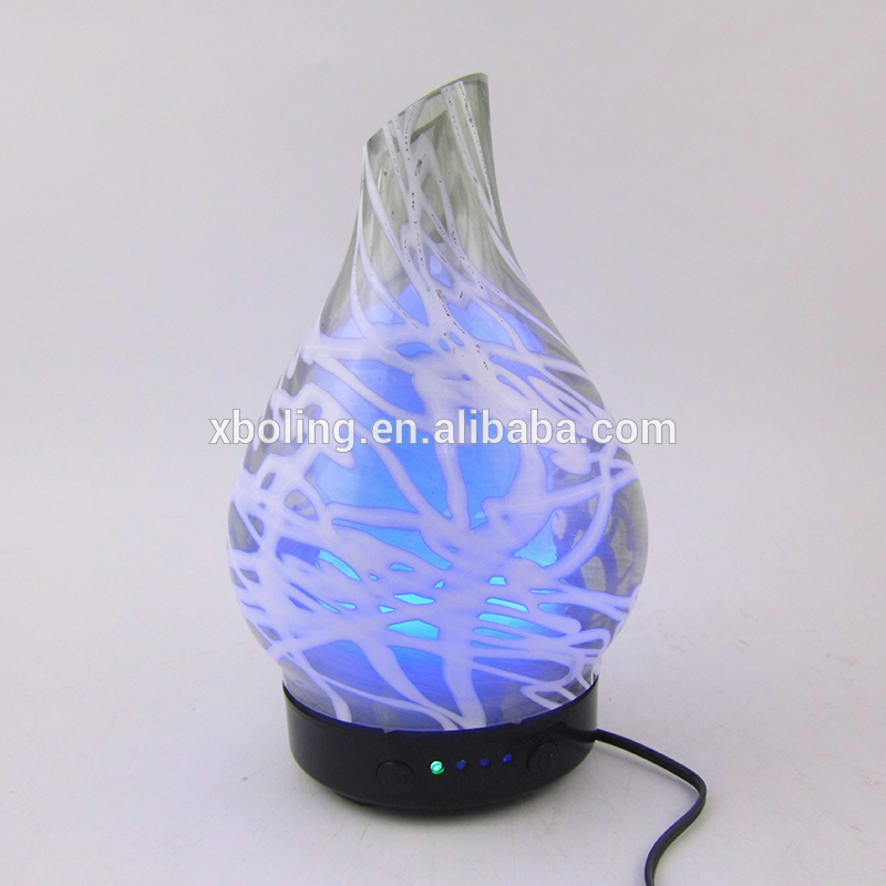 Handcraft Glass Ultrasonic Aromatherapy Diffuser with LED Colorful Night Light Humidifier